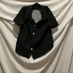 Black Short Sleeve Button-Up Shirt & Peach/“Creamy” Short Sleeve Button-Up Shirt